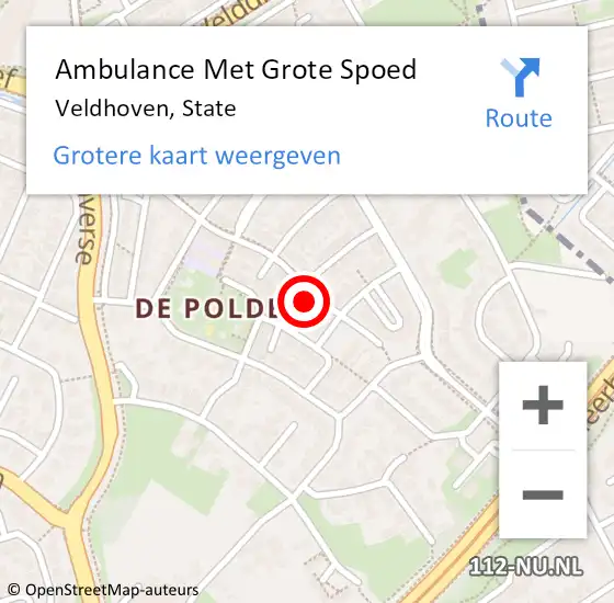 Locatie op kaart van de 112 melding: Ambulance Met Grote Spoed Naar Veldhoven, State op 22 april 2018 19:07