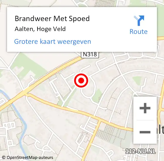 Locatie op kaart van de 112 melding: Brandweer Met Spoed Naar Aalten, Hoge Veld op 22 april 2018 19:16