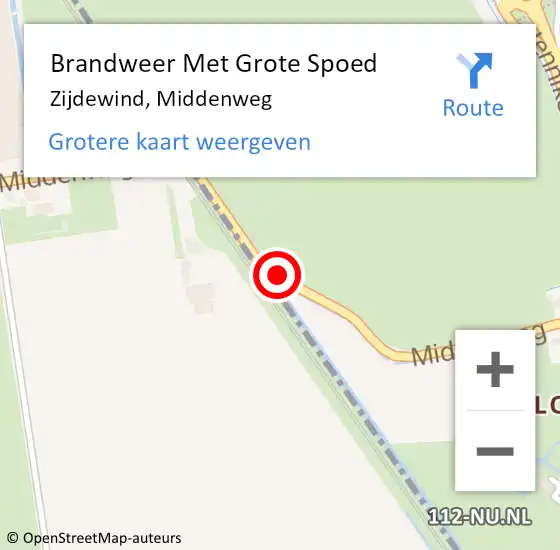 Locatie op kaart van de 112 melding: Brandweer Met Grote Spoed Naar Zijdewind, Middenweg op 23 februari 2014 00:22