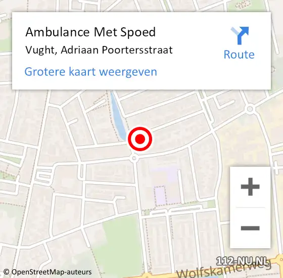 Locatie op kaart van de 112 melding: Ambulance Met Spoed Naar Vught, Adriaan Poortersstraat op 22 april 2018 20:23