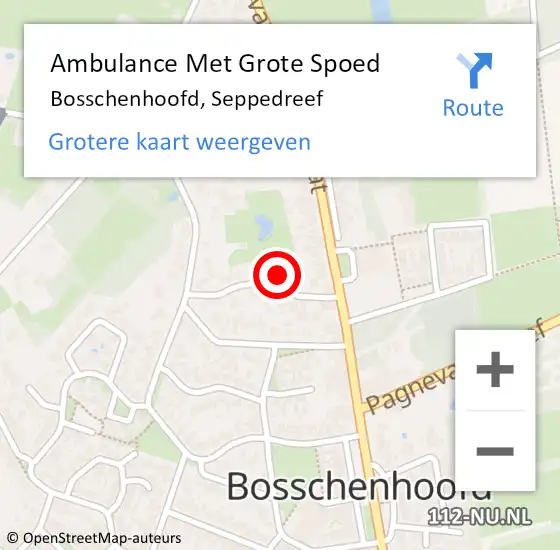 Locatie op kaart van de 112 melding: Ambulance Met Grote Spoed Naar Bosschenhoofd, Seppedreef op 22 april 2018 20:27