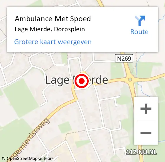 Locatie op kaart van de 112 melding: Ambulance Met Spoed Naar Lage Mierde, Dorpsplein op 22 april 2018 20:32