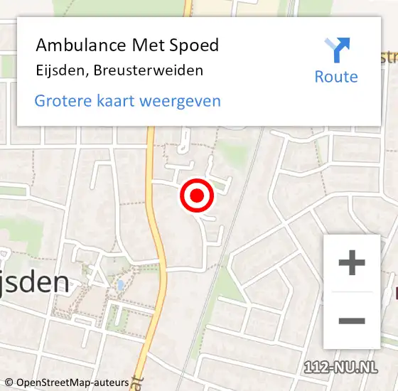 Locatie op kaart van de 112 melding: Ambulance Met Spoed Naar Eijsden, Breusterweiden op 23 februari 2014 00:27