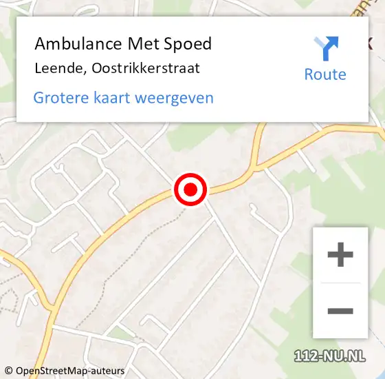 Locatie op kaart van de 112 melding: Ambulance Met Spoed Naar Leende, Oostrikkerstraat op 22 april 2018 21:12