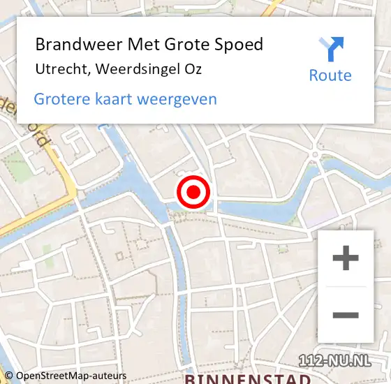 Locatie op kaart van de 112 melding: Brandweer Met Grote Spoed Naar Utrecht, Weerdsingel Oz op 22 april 2018 21:14