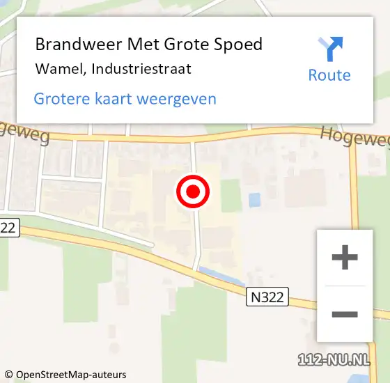 Locatie op kaart van de 112 melding: Brandweer Met Grote Spoed Naar Wamel, Industriestraat op 22 april 2018 22:54