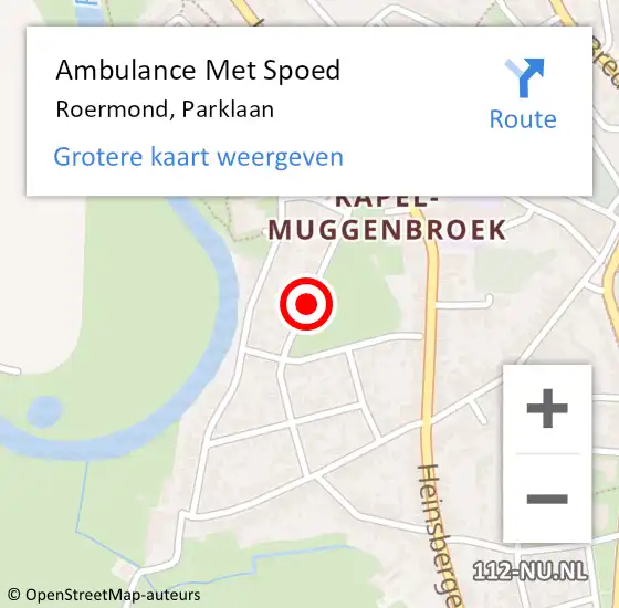 Locatie op kaart van de 112 melding: Ambulance Met Spoed Naar Roermond, Parklaan op 22 april 2018 22:58