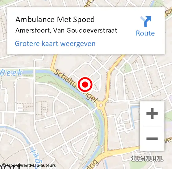 Locatie op kaart van de 112 melding: Ambulance Met Spoed Naar Amersfoort, Van Goudoeverstraat op 22 april 2018 22:59