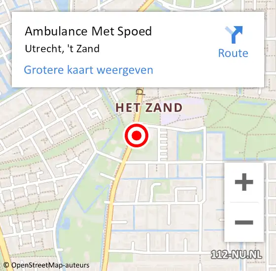 Locatie op kaart van de 112 melding: Ambulance Met Spoed Naar Utrecht, 't Zand op 22 april 2018 23:45