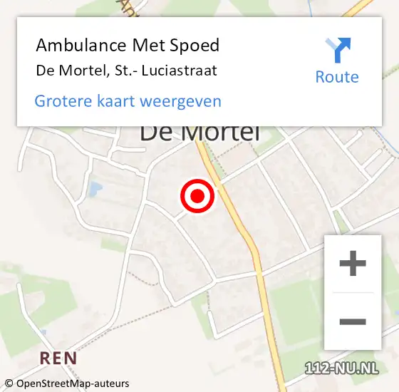 Locatie op kaart van de 112 melding: Ambulance Met Spoed Naar De Mortel, St.- Luciastraat op 23 april 2018 00:19