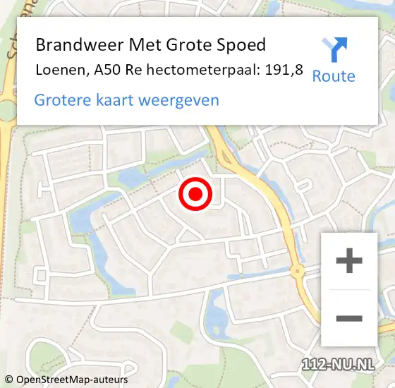 Locatie op kaart van de 112 melding: Brandweer Met Grote Spoed Naar Loenen, A50 Re hectometerpaal: 191,8 op 23 april 2018 00:25