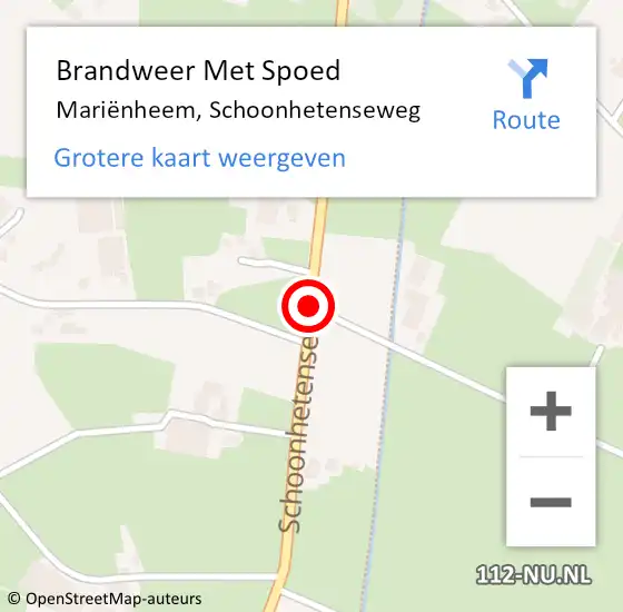 Locatie op kaart van de 112 melding: Brandweer Met Spoed Naar Mariënheem, Schoonhetenseweg op 23 april 2018 00:26