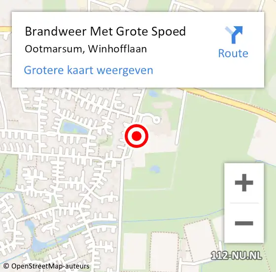 Locatie op kaart van de 112 melding: Brandweer Met Grote Spoed Naar Ootmarsum, Winhofflaan op 23 februari 2014 00:56