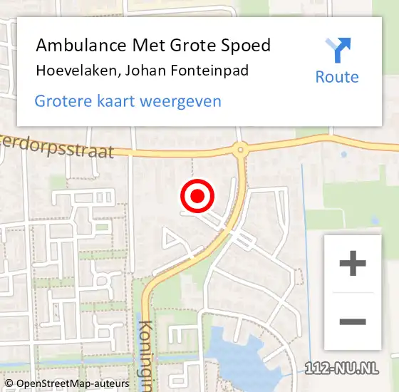 Locatie op kaart van de 112 melding: Ambulance Met Grote Spoed Naar Hoevelaken, Johan Fonteinpad op 23 april 2018 02:08