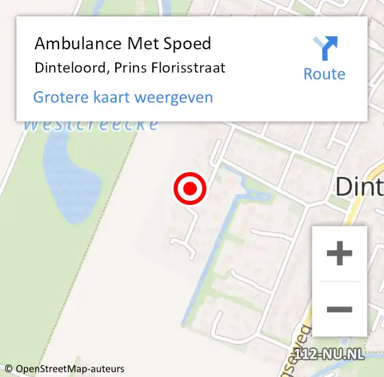 Locatie op kaart van de 112 melding: Ambulance Met Spoed Naar Dinteloord, Prins Florisstraat op 23 april 2018 03:55