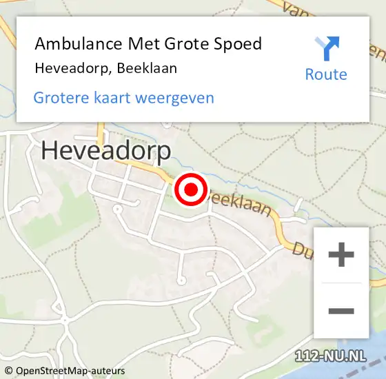 Locatie op kaart van de 112 melding: Ambulance Met Grote Spoed Naar Heveadorp, Beeklaan op 23 april 2018 04:46