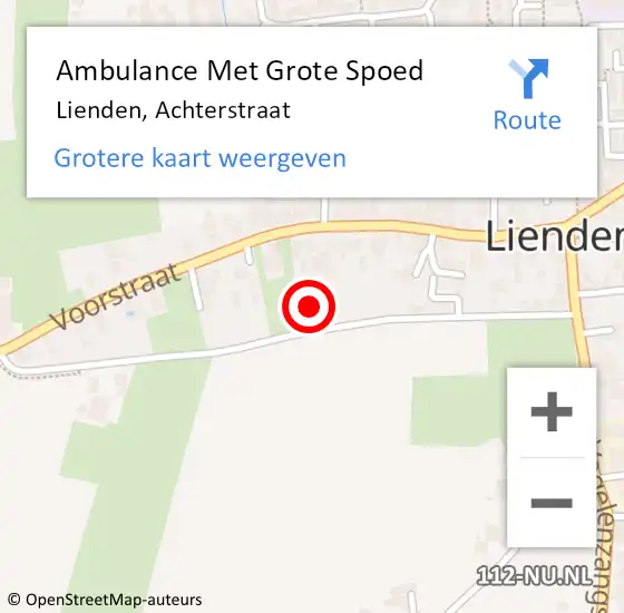 Locatie op kaart van de 112 melding: Ambulance Met Grote Spoed Naar Lienden, Achterstraat op 23 april 2018 05:50