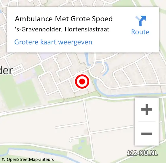 Locatie op kaart van de 112 melding: Ambulance Met Grote Spoed Naar 's-Gravenpolder, Hortensiastraat op 23 april 2018 06:21