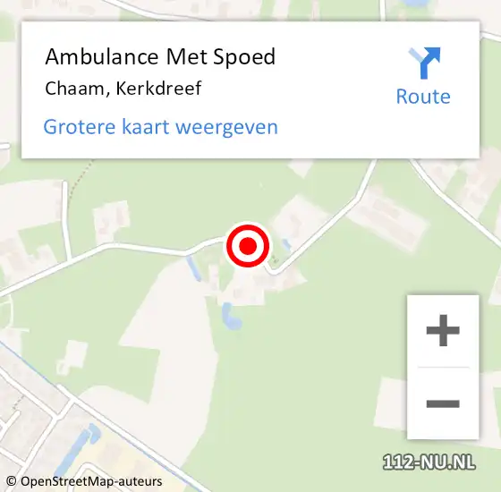 Locatie op kaart van de 112 melding: Ambulance Met Spoed Naar Chaam, Kerkdreef op 23 april 2018 07:59