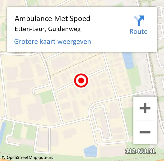 Locatie op kaart van de 112 melding: Ambulance Met Spoed Naar Etten-Leur, Guldenweg op 23 april 2018 08:29