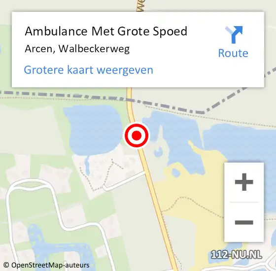 Locatie op kaart van de 112 melding: Ambulance Met Grote Spoed Naar Arcen, Walbeckerweg op 23 april 2018 08:49