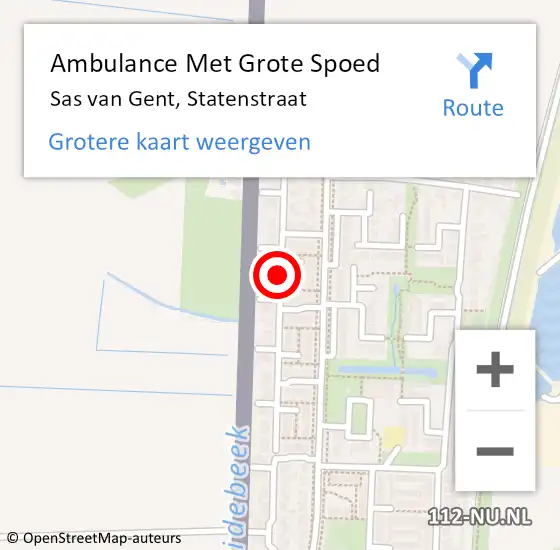 Locatie op kaart van de 112 melding: Ambulance Met Grote Spoed Naar Sas van Gent, Statenstraat op 23 april 2018 08:50