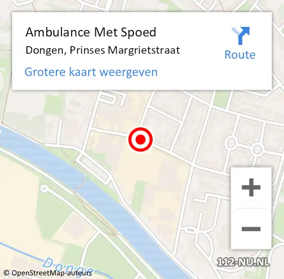 Locatie op kaart van de 112 melding: Ambulance Met Spoed Naar Dongen, Prinses Margrietstraat op 23 april 2018 08:59