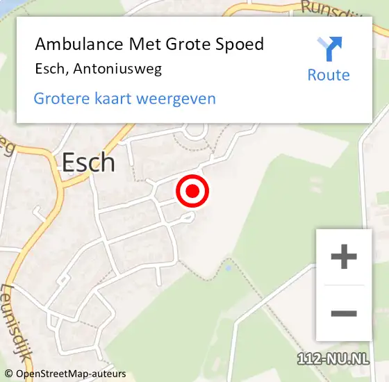 Locatie op kaart van de 112 melding: Ambulance Met Grote Spoed Naar Esch, Antoniusweg op 23 april 2018 09:21