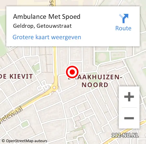 Locatie op kaart van de 112 melding: Ambulance Met Spoed Naar Geldrop, Getouwstraat op 23 april 2018 10:15