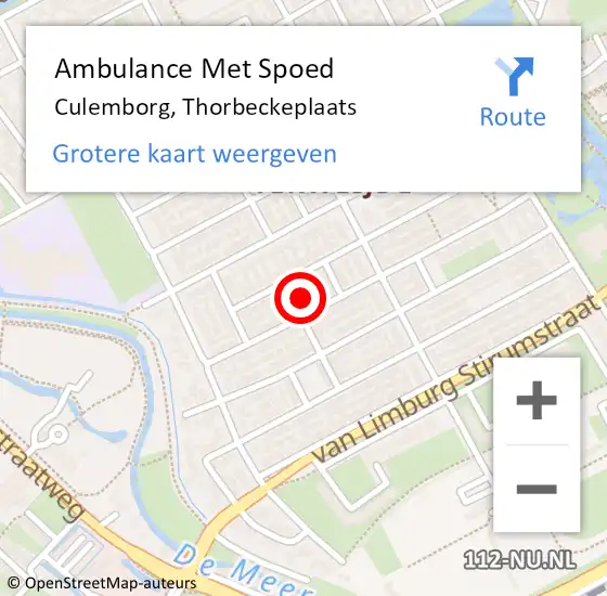 Locatie op kaart van de 112 melding: Ambulance Met Spoed Naar Culemborg, Thorbeckeplaats op 23 april 2018 10:24