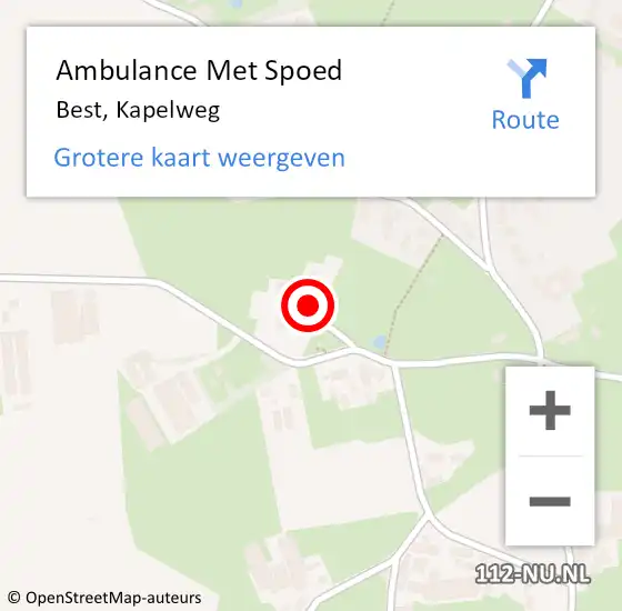 Locatie op kaart van de 112 melding: Ambulance Met Spoed Naar Best, Kapelweg op 23 april 2018 10:43