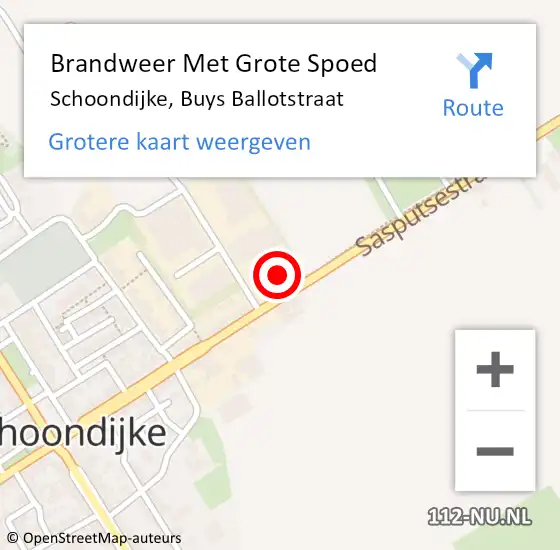 Locatie op kaart van de 112 melding: Brandweer Met Grote Spoed Naar Schoondijke, Buys Ballotstraat op 23 april 2018 11:10