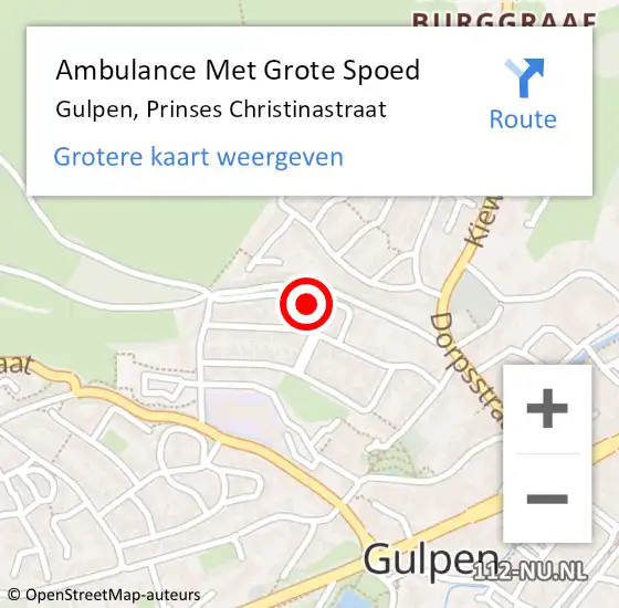 Locatie op kaart van de 112 melding: Ambulance Met Grote Spoed Naar Gulpen, Prinses Christinastraat op 23 februari 2014 02:19