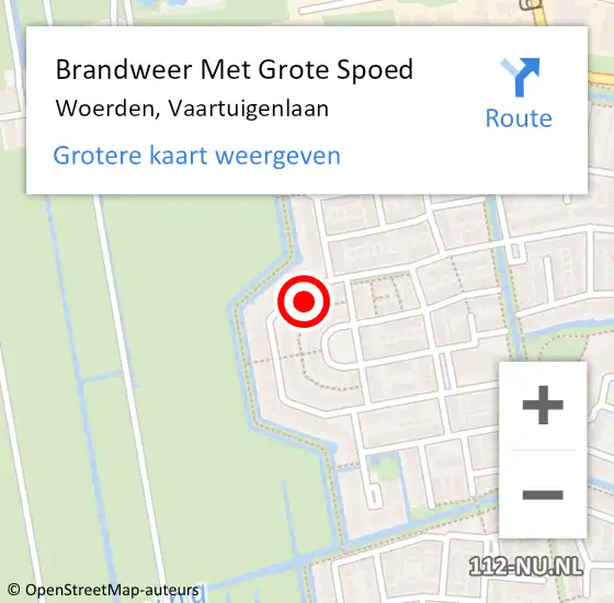 Locatie op kaart van de 112 melding: Brandweer Met Grote Spoed Naar Woerden, Vaartuigenlaan op 23 april 2018 12:32