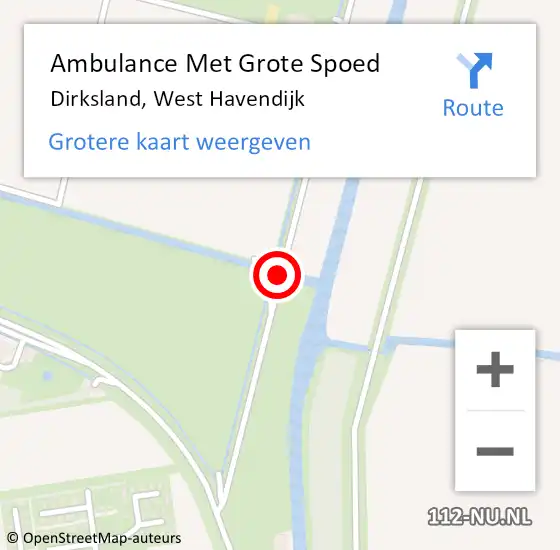 Locatie op kaart van de 112 melding: Ambulance Met Grote Spoed Naar Dirksland, West Havendijk op 23 april 2018 13:20