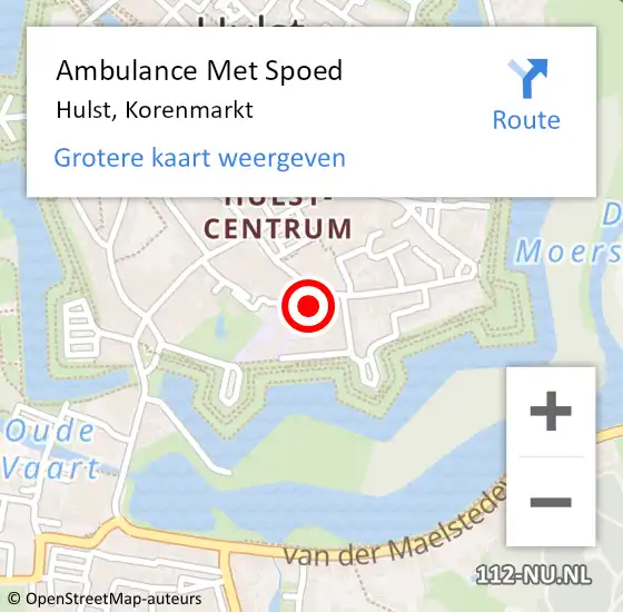 Locatie op kaart van de 112 melding: Ambulance Met Spoed Naar Hulst, Korenmarkt op 23 april 2018 13:24