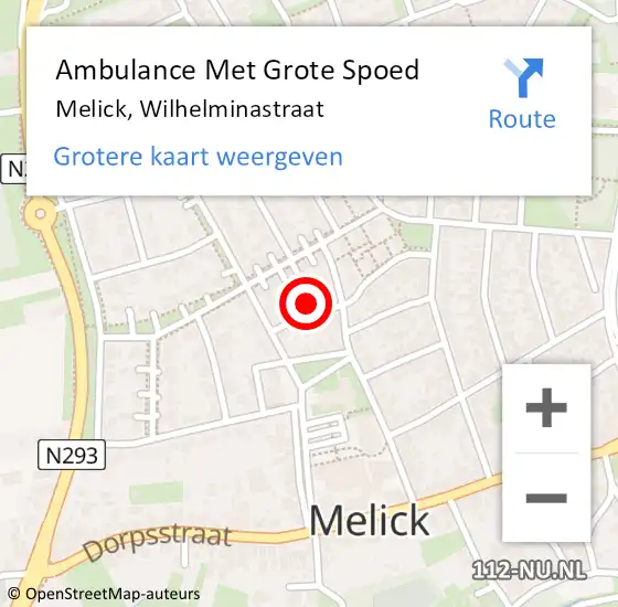 Locatie op kaart van de 112 melding: Ambulance Met Grote Spoed Naar Melick, Wilhelminastraat op 23 februari 2014 02:31