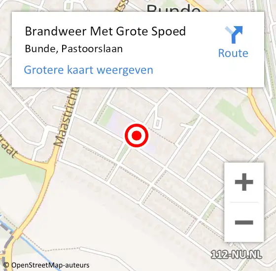 Locatie op kaart van de 112 melding: Brandweer Met Grote Spoed Naar Bunde, Pastoorslaan op 23 april 2018 13:39