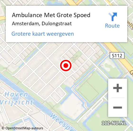 Locatie op kaart van de 112 melding: Ambulance Met Grote Spoed Naar Amsterdam, Dulongstraat op 23 april 2018 14:05