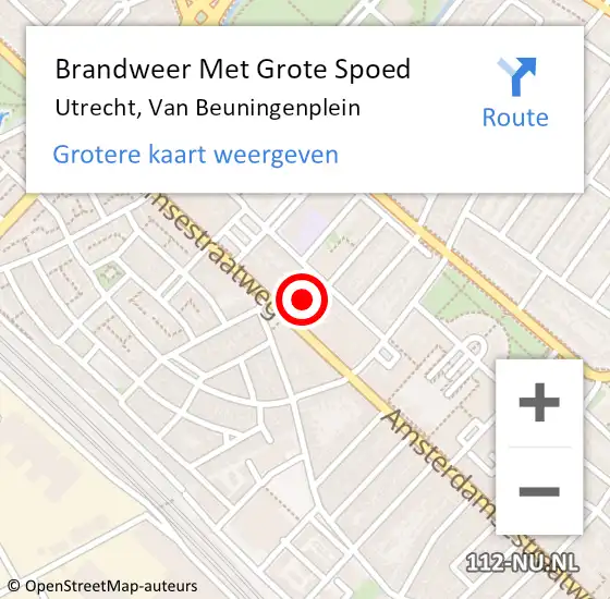 Locatie op kaart van de 112 melding: Brandweer Met Grote Spoed Naar Utrecht, Van Beuningenplein op 23 februari 2014 02:39
