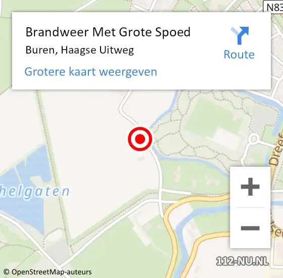 Locatie op kaart van de 112 melding: Brandweer Met Grote Spoed Naar Buren, Haagse Uitweg op 23 april 2018 14:33