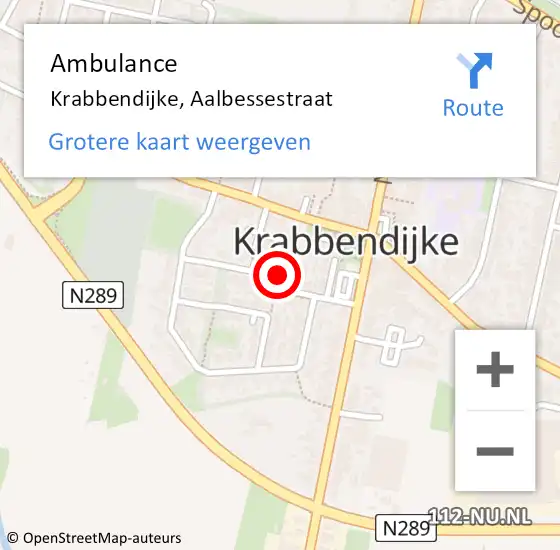 Locatie op kaart van de 112 melding: Ambulance Krabbendijke, Aalbessestraat op 23 april 2018 14:53