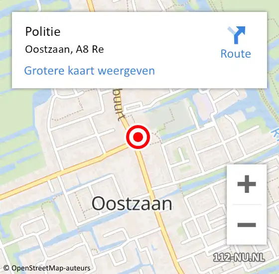 Locatie op kaart van de 112 melding: Politie Oostzaan, A8 Re op 23 april 2018 15:19