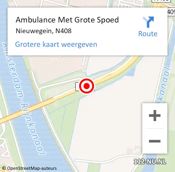 Locatie op kaart van de 112 melding: Ambulance Met Grote Spoed Naar Nieuwegein, N408 op 23 april 2018 15:36