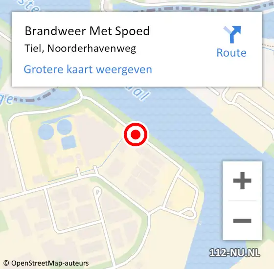 Locatie op kaart van de 112 melding: Brandweer Met Spoed Naar Tiel, Noorderhavenweg op 23 april 2018 16:00