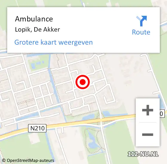 Locatie op kaart van de 112 melding: Ambulance Lopik, De Akker op 23 april 2018 16:08