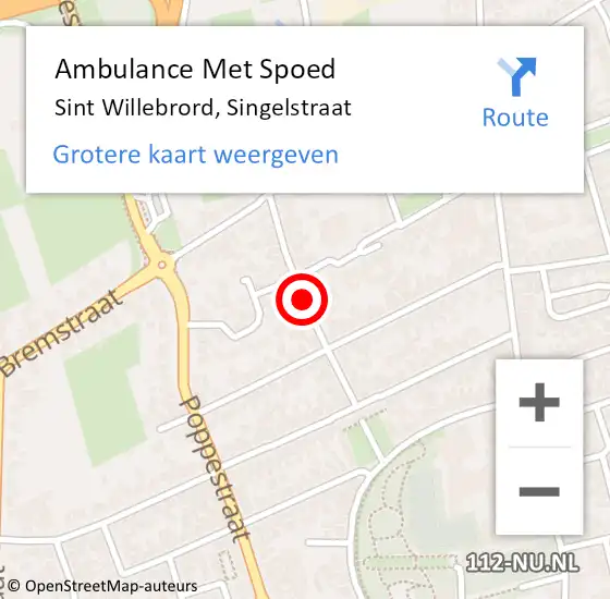 Locatie op kaart van de 112 melding: Ambulance Met Spoed Naar Sint Willebrord, Singelstraat op 23 april 2018 16:54