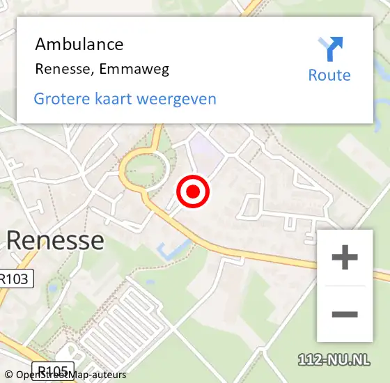 Locatie op kaart van de 112 melding: Ambulance Renesse, Emmaweg op 23 april 2018 17:01