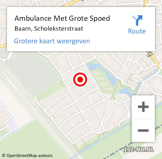 Locatie op kaart van de 112 melding: Ambulance Met Grote Spoed Naar Baarn, Scholeksterstraat op 23 april 2018 17:10