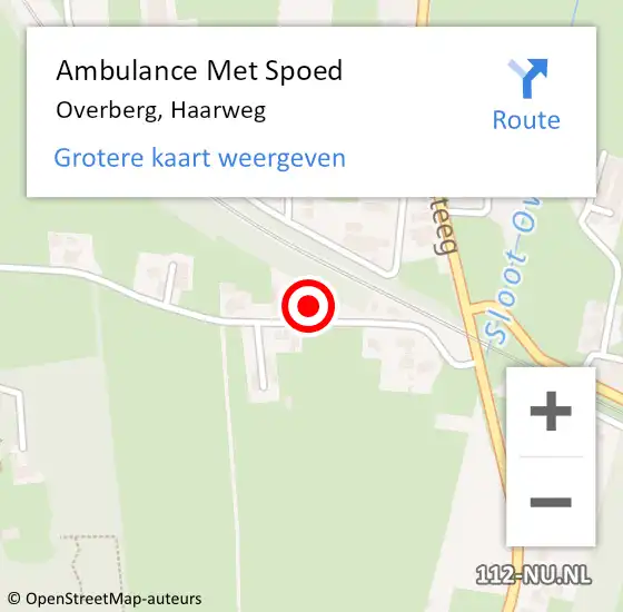 Locatie op kaart van de 112 melding: Ambulance Met Spoed Naar Overberg, Haarweg op 23 april 2018 17:17